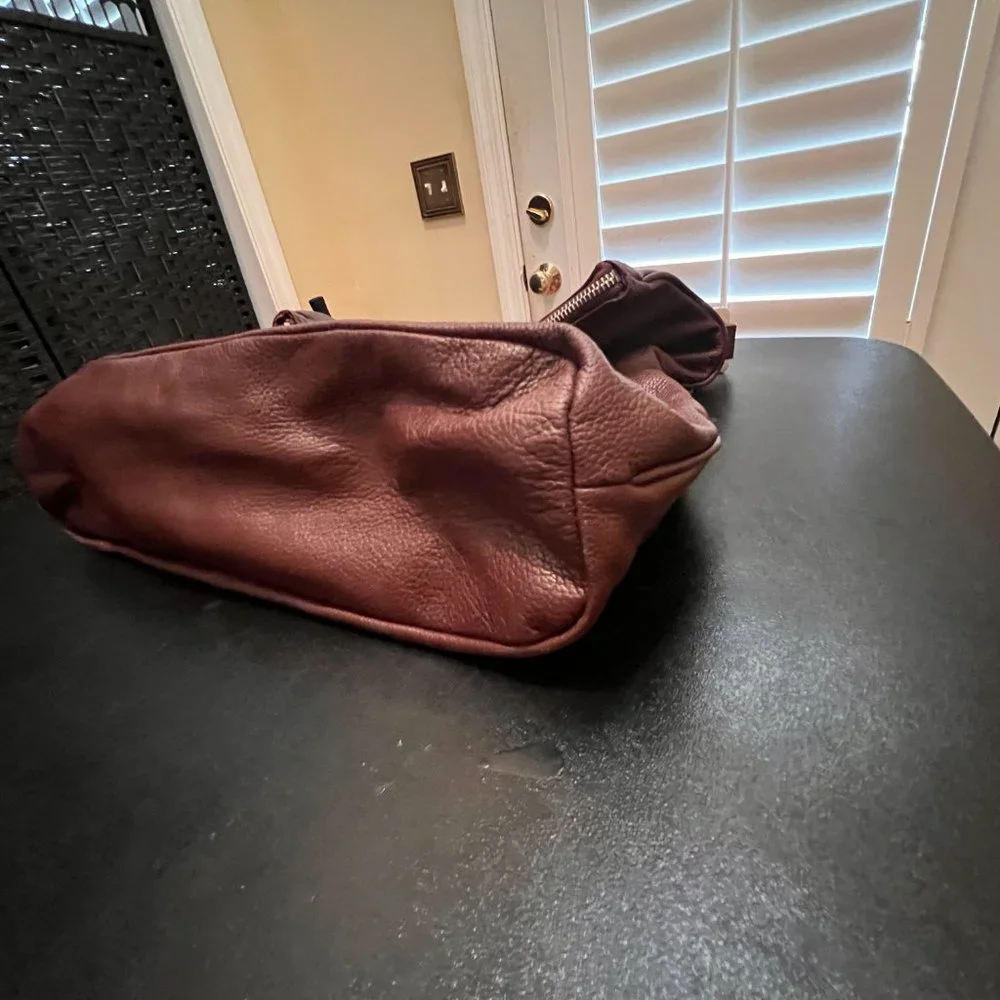 Kooba Hobo Brown Pebbled Leather Slouchy Fold Over Shoulder Bag